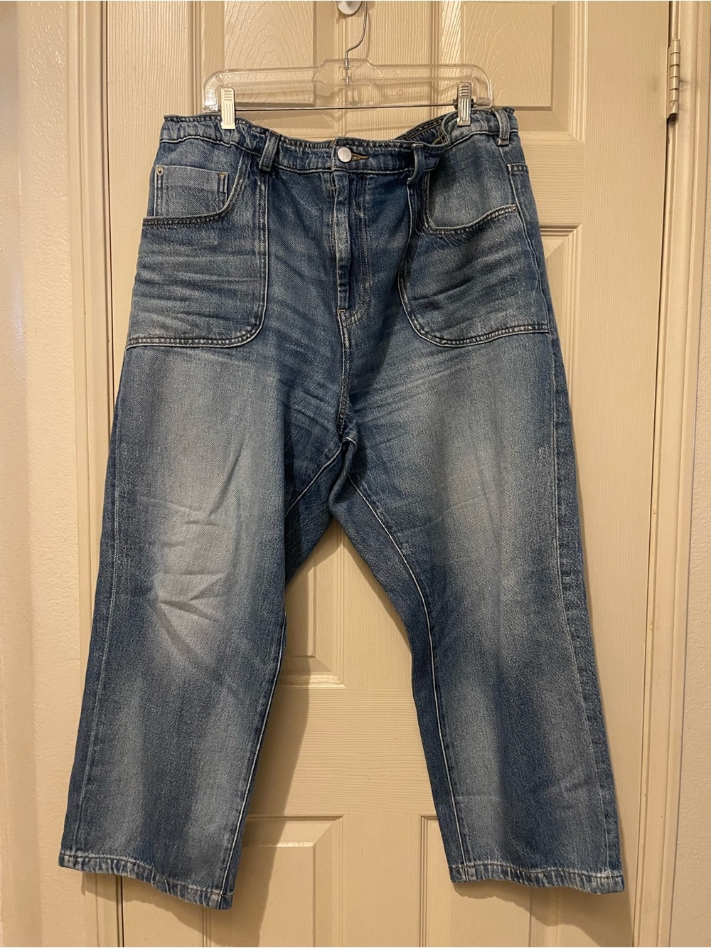 Pilcro Vintage Wash Wide-Leg Jeans in Blue